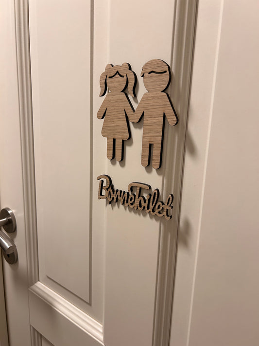 Børn toiletskilt i træ