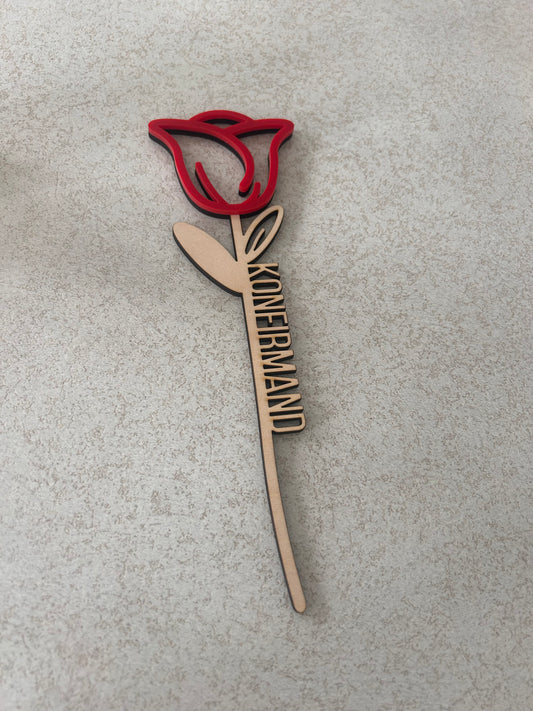 Evighedsblomst med rød rose,Konfirmand