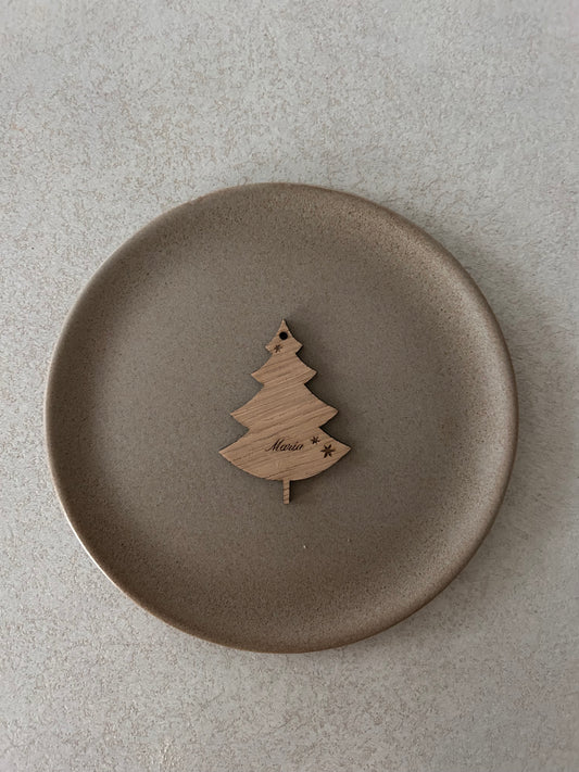 Juletræ ophæng med navn i træ