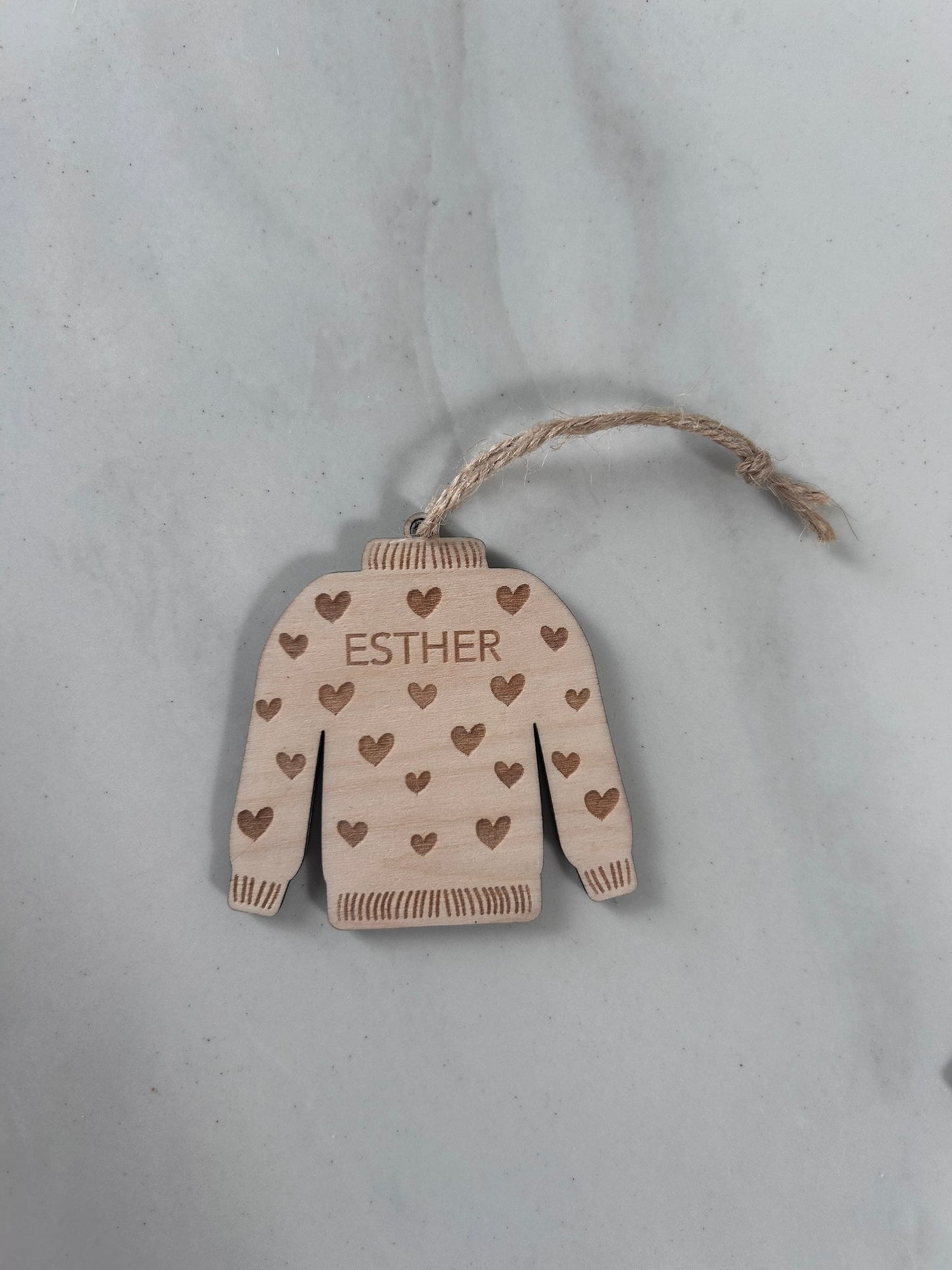 Juleophæng sweater - af træ