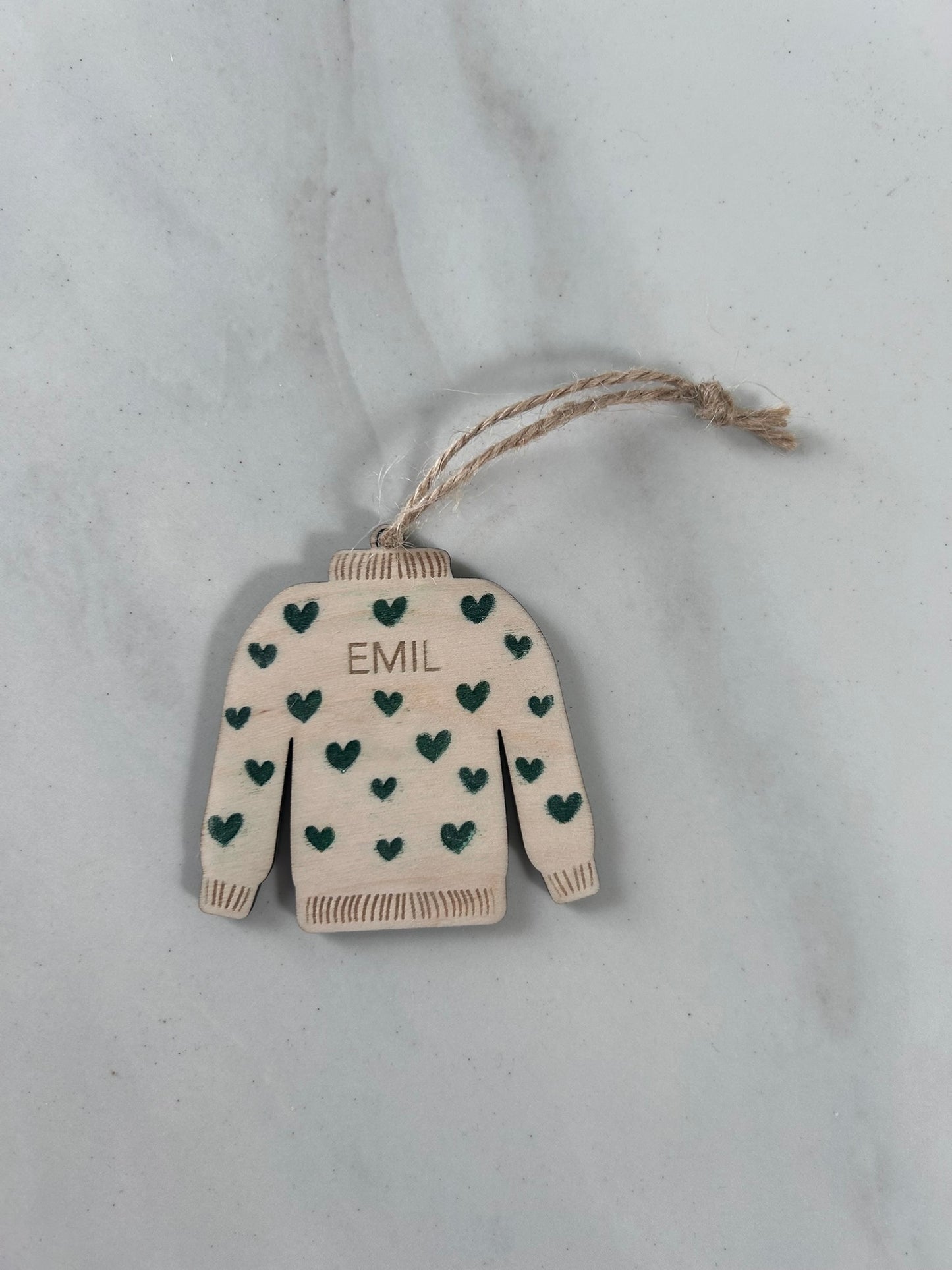Juleophæng sweater - af træ