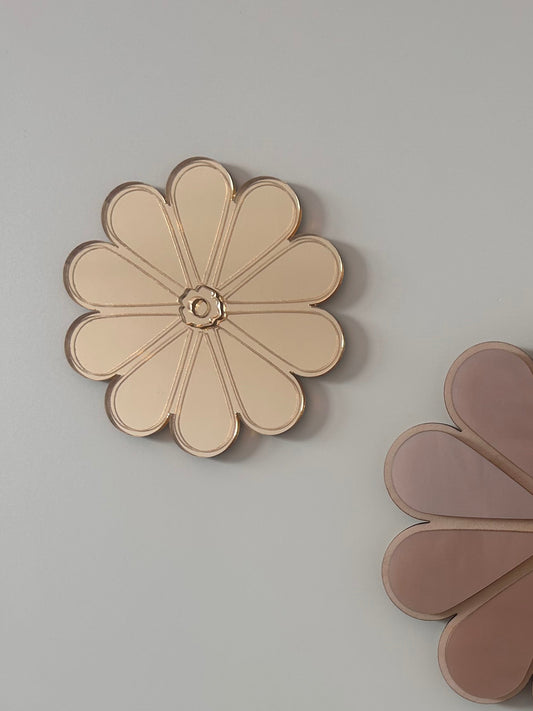 Akryl blomster spejl Guld