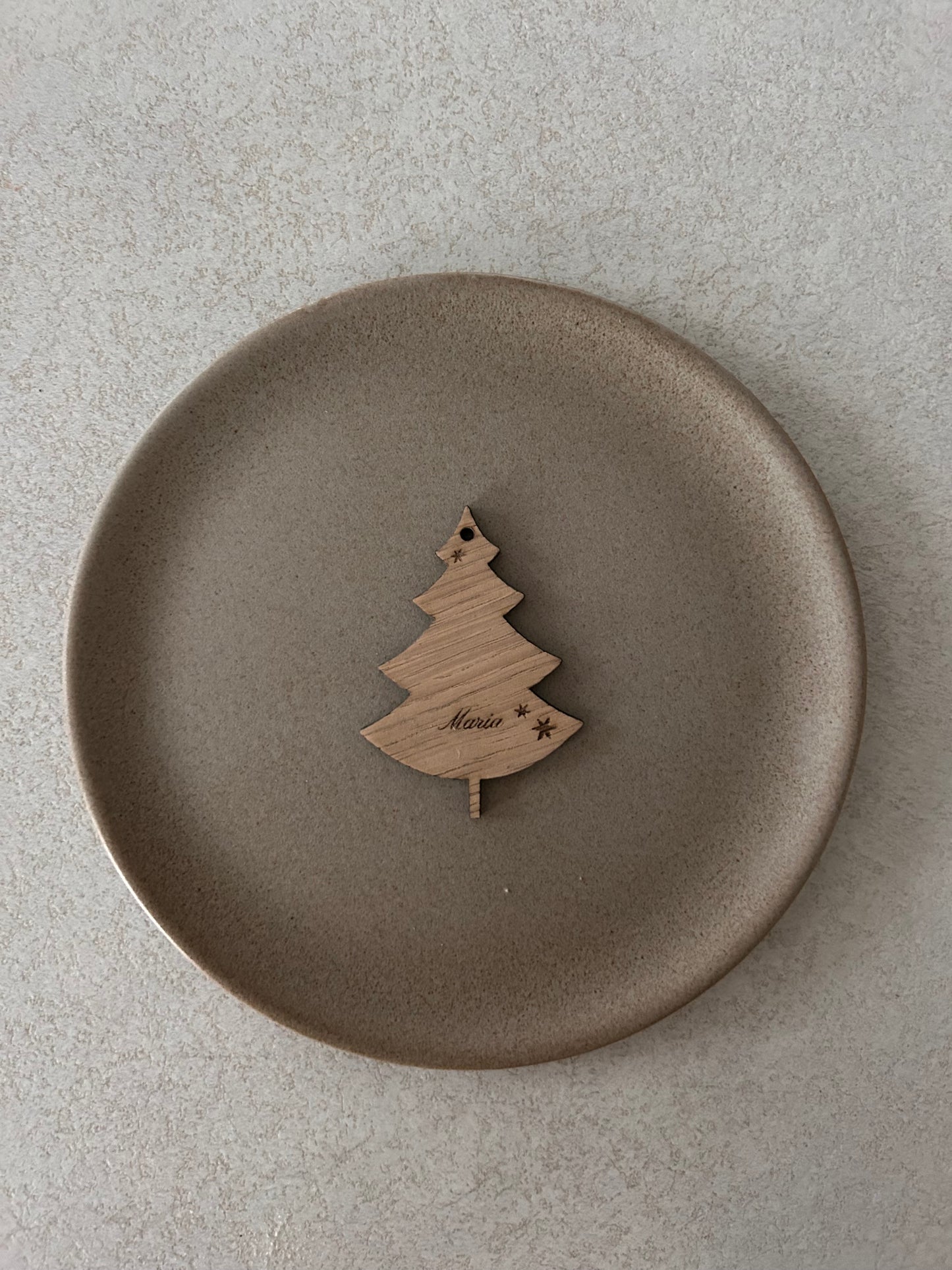 Juletræ ophæng med navn i træ