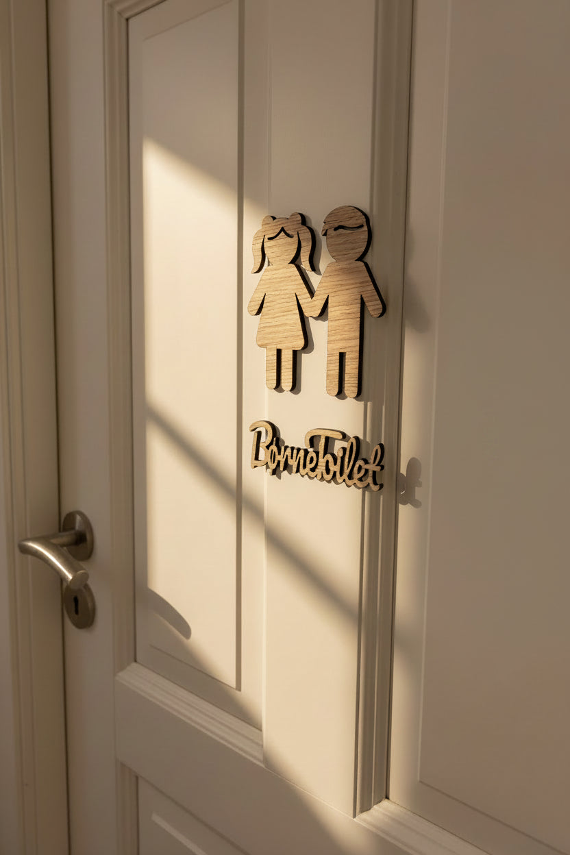 Børn toiletskilt i træ