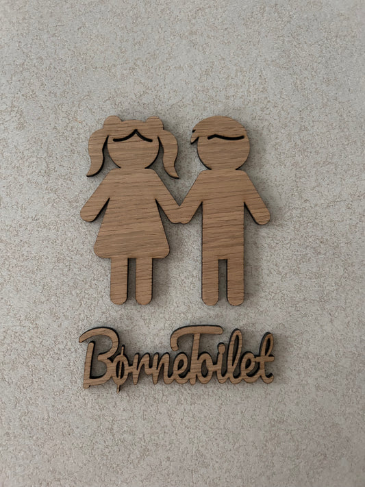 Børn toiletskilt i træ