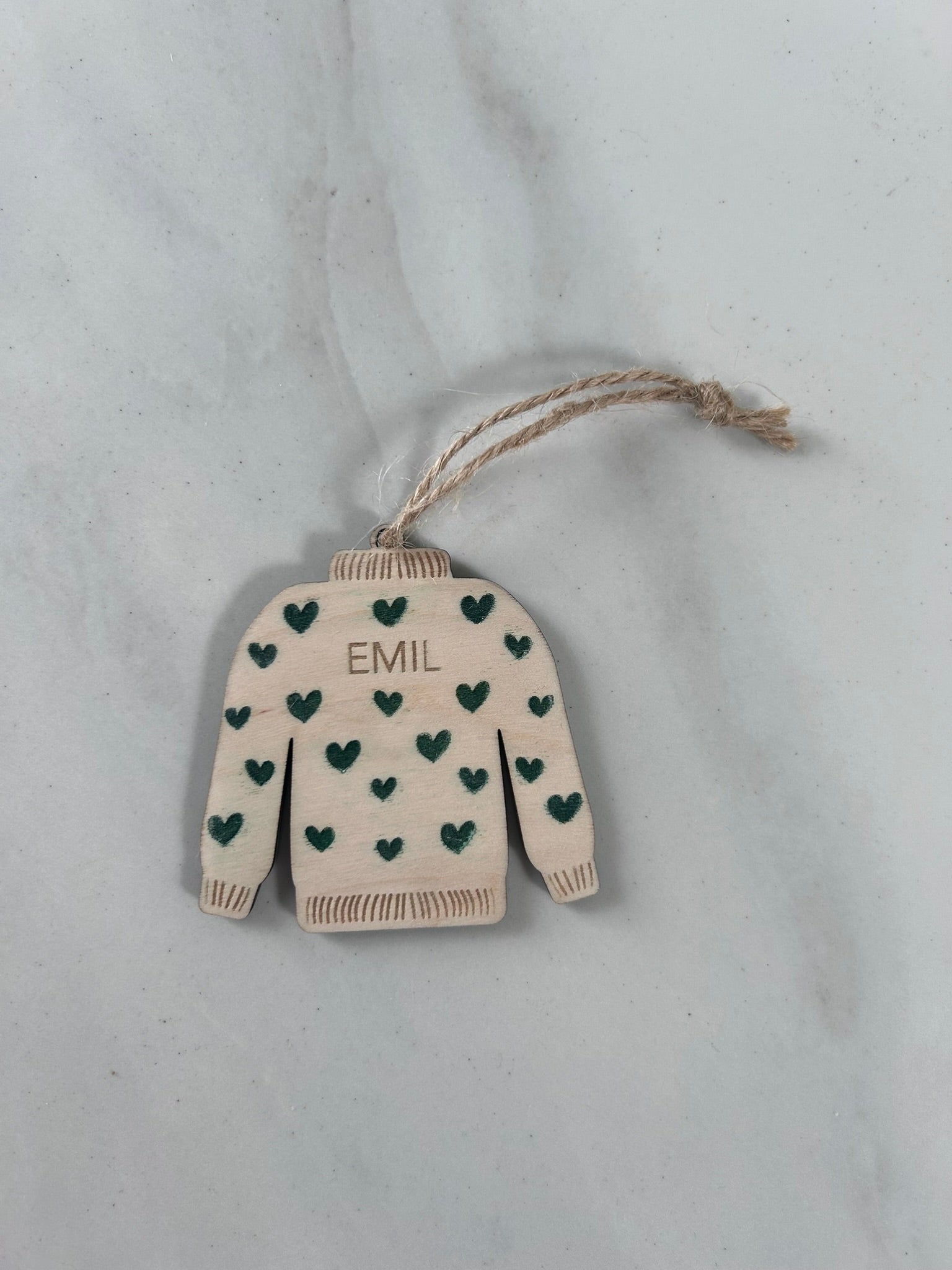 Juleophæng sweater - af træ