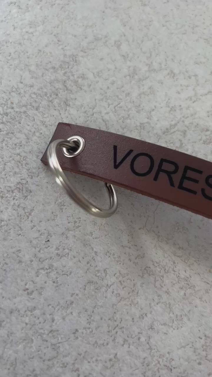 Læder nøglering med tekst